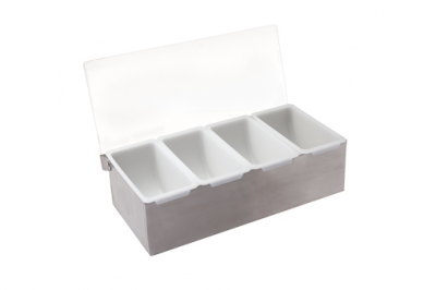 PORTA CONDIMENTOS 4 DIVISORIAS INOX PLAST.