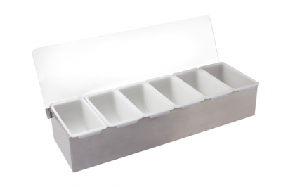 PORTA CONDIMENTOS 6 DIVISORIAS INOX PLAST.