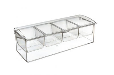 PORTA CONDIMENTOS C 4 DIV ACRÍLICO 41x16x15CM